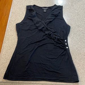 White House Black Market Ruffle Tank with Silver Buttons